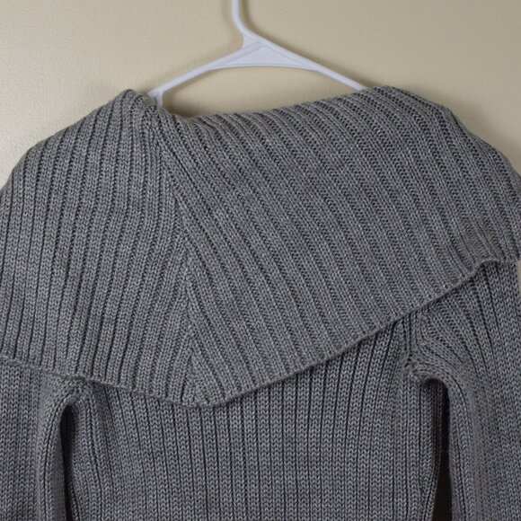 Kenar Wool Blend Grey Asymmetrical Neck Long Button Cardigan Sweater Winter Fall - Picture 10 of 13